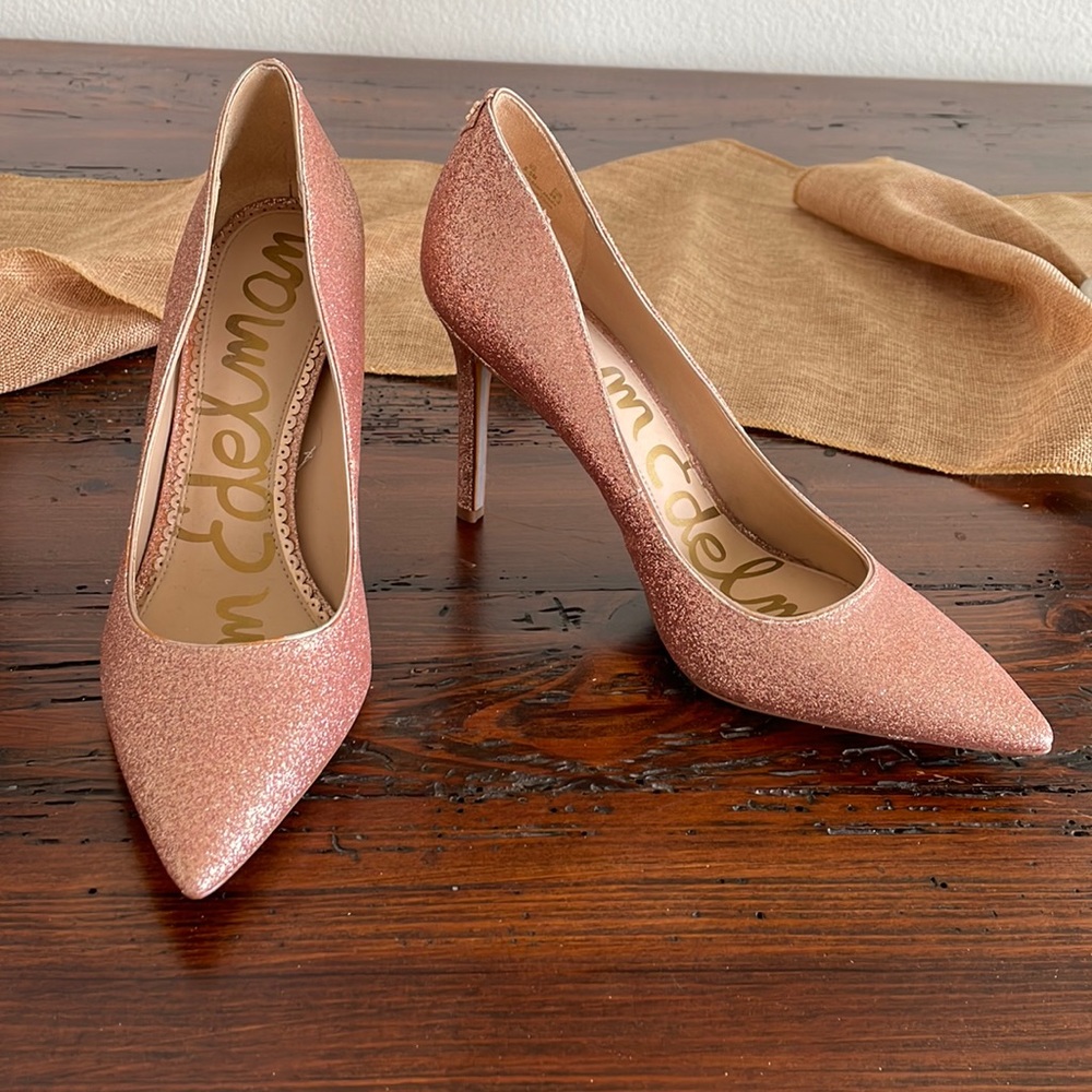 Sparkly Rose Gold Sam Edelman heels. Size 8 1/2. Worn one time. Loved them!